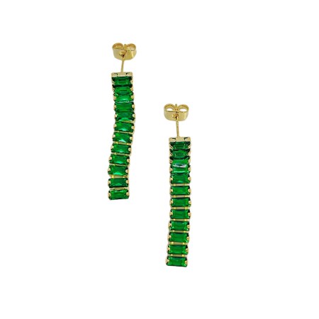 earrings steel hooks gold strass green1